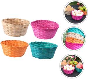 Wholesale Colorful Handmade Rattan Gift Basket Woven Bamboo <strong>Easter</strong> Egg <strong>Hamper</strong> for Party Fruit Storage FSC Certified - Product Image 3