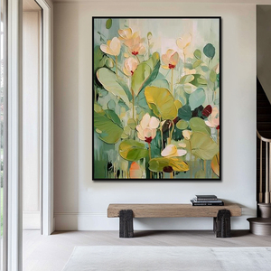 <span class=keywords><strong>Obra</strong></span> <span class=keywords><strong>de</strong></span> Arte Moderna Colorida en Lienzo Hecha a Mano Original, <span class=keywords><strong>Pintura</strong></span> <span class=keywords><strong>de</strong></span> Flores en 3D, Arte <span class=keywords><strong>de</strong></span> Pared Verde para Jardín, Decoración del Hogar - Product Image 2