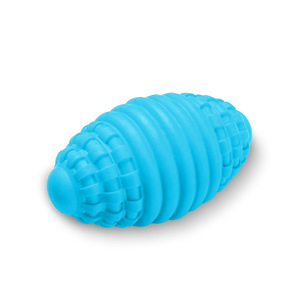 Spiral Rugby <b>Ball</b> Chew Toy For <b>Dogs</b> Blue Rubber Sound Making Teeth Grinding Pet Toy - Product Image 1