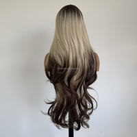 Perruque Lace Front 13x4 Transparente Sans Colle en Fibre Haute Température Bouclée de 30 Pouces avec Ligne de Cheveux Naturelle pour Usage Quotidien