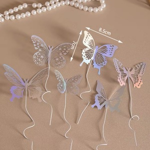 Black And White Butterfly Cake Toppers 3D Hollow Plastic Reusable Birthday Decorations - Product Image 3