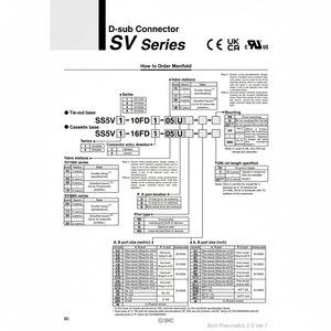 วาล์วควบคุมนิวเมติก SMC SS5V3-10FD1-03B-M ท่อร่วม - Product Image 1