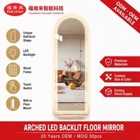 Miroir mural Fullkenlight moderne et unique, demi-arche, LED, pleine longueur, sans cadre, rétroéclairé, avec interrupteur tactile