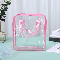 Trousse de maquillage transparente en PVC imprimée avec logo personnalisé, design givré, motif de dessin animé, mode, étanche, fermeture à glissière, trousse de maquillage