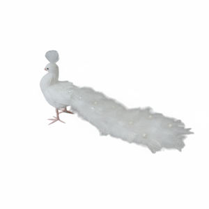 Figura Decorativa de Pavo Real Blanco Brillante para Navidad - Product Image 1
