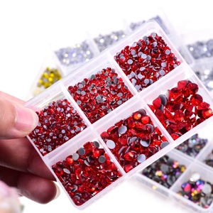 Strass en vrac Oleeya, prix de gros, 1200 pièces, strass en cristal, 6 tailles, boîte à 6 compartiments, strass en verre thermocollants pour ongles - Product Image 3