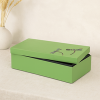 Boîte à bijoux décorative en bois MDF laqué vert rectangulaire de la marque Hoyun avec incrustation de libellule en nacre