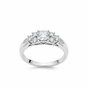 Anillo Solitario de Lujo para Mujer en Oro Blanco de 14K con Baño de Rodio, Diamantes Naturales de Corte Brillante de 0.65ct en el Centro y 0.36ct en los Laterales, IDT - Product Image 2