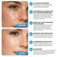 Crème solaire pour le visage SPF 46 sans huile, à l'oxyde de zinc et à la niacinamide, protection large spectre UVA/UVB, résistante à l'eau