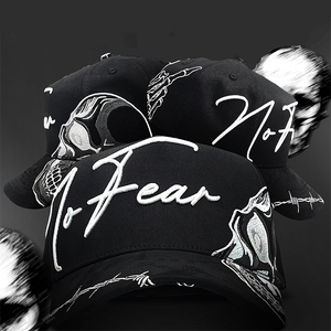 Nouvelle Casquette de Baseball Hip-hop No <span class=keywords><strong>Fear</strong></span> avec Broderie 3D, Doublure en Satin, Motif Crâne Gothique et Fil Barbelé pour la Mode Urbaine - Product Image 1