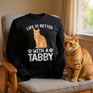 Camiseta de manga larga con diseño de gato para amantes de los gatos, color naranja, para propietarios de mascotas - Product Image 3