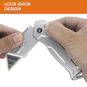 Cuchillo Utilitario de Hoja Fija de Alta Calidad 521001, Hoja SK5, Cambio Rápido con Botón, Mango de Aleación de Zinc Plateado, Personalizado OEM, para Corte DIY - Product Image 4