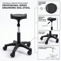 Tabouret de pédicure professionnel amovible et imperméable avec repose-pieds et coussin en métal et cuir PU pour usage en salon