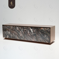 Table console TV moderne de luxe haut de gamme avec plateau en marbre pour salon et appartement, meubles de maison