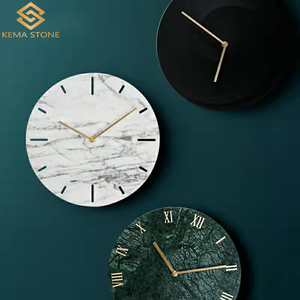 Round Natural Stone <strong>Black</strong> <strong>Marquina</strong> Marble Wall Clock New Design for Living Room - Product Image 3