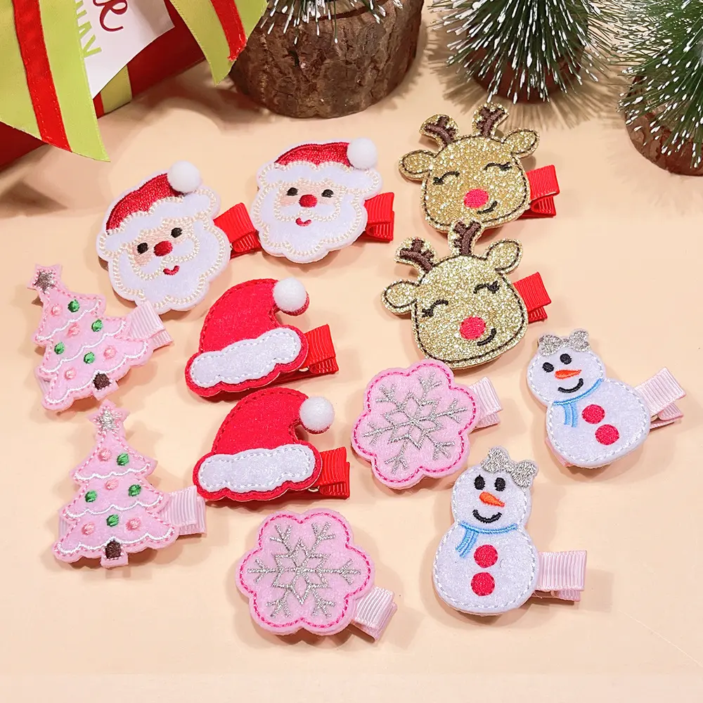 Christmas Hairpin Plush Cute Santa Claus Christmas Tree Hair Clips Elk Decoration Hairpin Girls Hair Accessories for Kids Baby