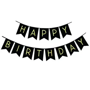 Venta al por mayor feliz aniversario, negro-Adorno de aniversario, nuevo diseño, decoración de fiesta negra, cartel de cumpleaños
