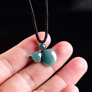 Colgante de Calabaza Fu Lu de Jade Azul Natural Grado A, Chapado en Oro, Estilo Hip Hop, con Textura de Hielo, Regalo de Piedra Preciosa para Hombres y Mujeres - Product Image 3