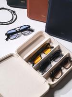 Étui rigide pour lunettes de soleil en cuir noir, boîte d'emballage, logo personnalisé, boîte de rangement pour lunettes avec miroir