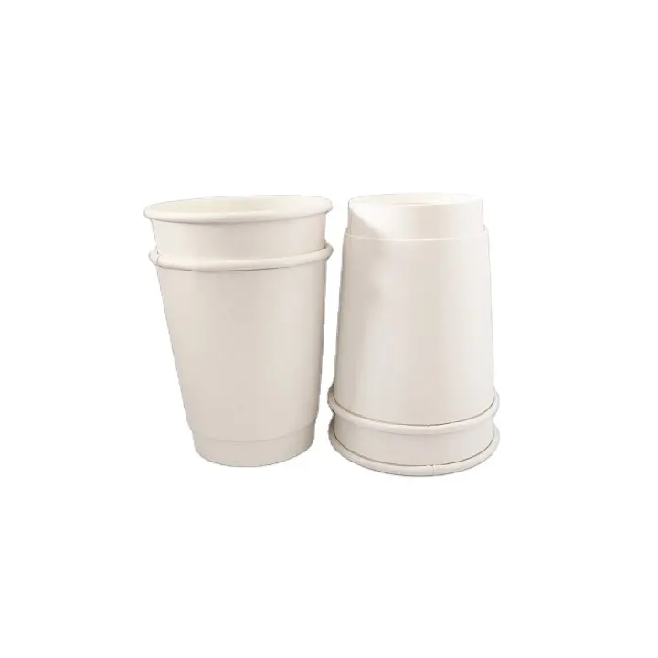 8oz takeaway ondulado Isolado takeout pla Biodegradável leite chá café branco parede dupla café copos com tampas