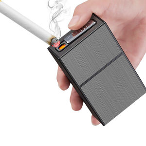 wholesale portable USB metal plastic Cool glow in the dark electronic waterproof gold custom cigarette case box with usb lighter