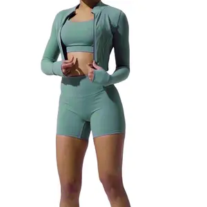 Hot sale activewear women summer suit shorts sportswear 2 piece gym fitness wear seamless yoga set