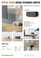 Multiprise sécurisée OMNI moderne à fixation par pince avec 2 ports USB-C pour télétravailleurs, bureaux et bureaux debout