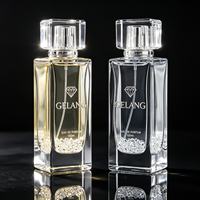 Flacon de parfum carré transparent en cristal de 100 ml avec logo personnalisé, bouchon argenté, atomiseur de parfum unisexe pour homme, flacon de parfum vide