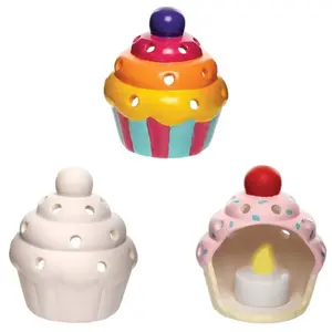 Personnalisé drôle mignon gâteau forme artisanat chandelier en céramique Cupcake photophore porte-bougies en céramique pot à bougie