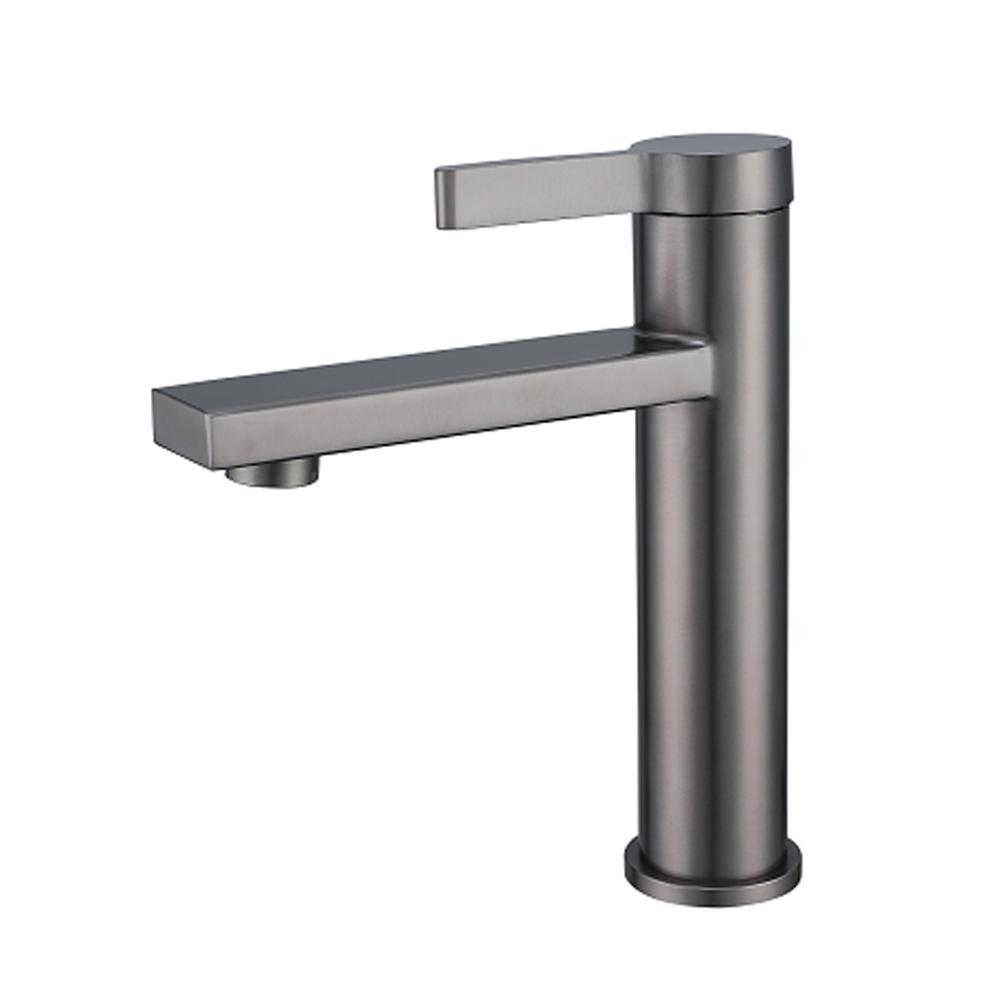 Modern Design Single Handle 304 Stainless Steel Basin Faucet Hot Cold Ceramic Valve for Household Hotel Office Bathroom Faucet