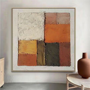 Decorazione della parete della camera da letto dipinto a mano tela rustica arte geometrica strutturata <span class=keywords><strong>dipinti</strong></span> di arte Boho moderna - Product Image 5