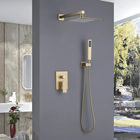 Pommeau de douche pluie noir mat à affichage numérique LED mitigeur dissimulé chaud et froid Kit de robinet de salle de bain en laiton