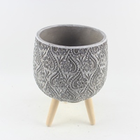 Pot rond en ciment pour décoration de jardin bon marché pour vivre avec des plantes jardinière pour plantes d'intérieur artisanat fait à la main pour le jardin
