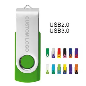 多色定制标志2gb 4gb 8gb USB 2.0 3.0旋转u盘16gb笔拇指驱动器最便宜的u盘