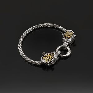 <b>Viking</b> Retro Wolf Head Men's Charm <b>Bracelet</b> Alloy Gold Plated Fashion Trendy Versatile Nordic Norwegian Anniversary - Product Image 3