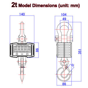 Tragbare 2t hängende Kran waage 1 Tonne Direkt ansicht Wiederauf ladbare Mini-<span class=keywords><strong>OCS</strong></span>-Kran waage 1 t - Product Image 5