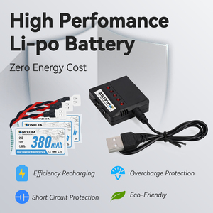 Solución de Kit de Banco de Energía para Drones OEM/ODM, Baterías Lipo 1S de 3.7V 380mAh al por Mayor con Cargador 5 en 1 y Suministro de Accesorios de Panel Solar de 12W - Product Image 2