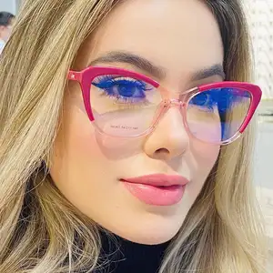 Nouvelle mode lunettes d'optique à blocs de lumière bleue Tr90 pour femmes lunettes anti-lumière bleue en œil de chat translucide