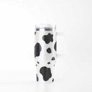 40oz Cross-Border Diamond Insulated Double Wall Stainless Steel Tumbler Print Straw Lid Customizable Logo Portable Thermos - Product Image 6