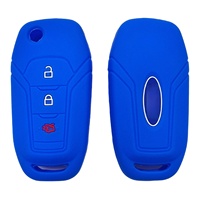 Étui de protection pour clé de voiture pliable à 3 boutons en silicone multicolores WZ pour Ford Everest Focus Mondeo