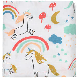 Venta al por mayor de la buena calidad de unicornio blanco impreso <span class=keywords><strong>grande</strong></span> tamaño ajustable infantil abrigo de bebé swaddle Manta - Product Image 6