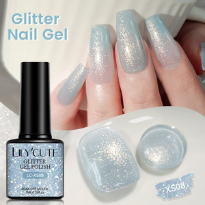 LILY'CUTE Vernis à ongles gel pailleté effet sable mouvant haute brillance, densité étoile fine, étanche, sans rinçage, ligne de finition, 48 couleurs - Product Image 3