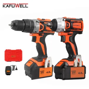 KAFUWELL PA4552A 13mm herramienta eléctrica inalámbrica 20V batería de iones de litio juego de máquina de perforación de impacto eléctrica con dos baterías