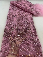 Dentelle française en tulle rouge à paillettes, tissu en dentelle à paillettes, dentelle française brodée en tulle