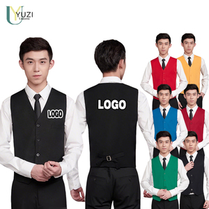 Chaleco Retro Personalizado con Logotipo al por Mayor, Chaleco <span class=keywords><strong>de</strong></span> Un Solo Pecho para Camareros <span class=keywords><strong>de</strong></span> Restaurante - Product Image 1