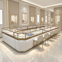 Vitrine d'exposition de bijoux LED personnalisée en verre trempé et acier inoxydable, verrouillable, pour comptoir de boutique de détail