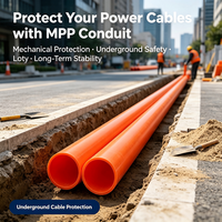 Conduit de câble électrique MPP orange anti-corrosion, écologique, surface intérieure lisse, 110 mm, 4/6/8/10 mm, pour conditions de sol difficiles