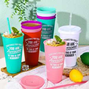Promotion Business <b>Gifts</b> Plastic With Lids and Straws Reusable 24 Oz Tumbler Iced Coffee Cup Travel Mug Custom Cups - Product Image 3