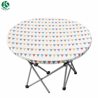 Drap de table rond ajusté en PEVA avec bords élastiques, imperméable, à dos en flanelle, pour camping et fêtes en extérieur, facile à nettoyer, réutilisable