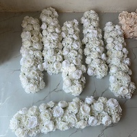 Articles de fête, autres décorations de mariage, chemin de table fleuri de 1 m de long, rangée de fleurs de roses blanches et d'hortensias pour mariage